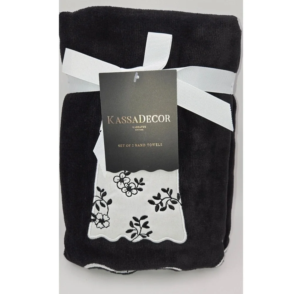 Kassatex Floral Ghost Velour Embellished Hand Towel Set 2-Pack, 18x28 Halloween